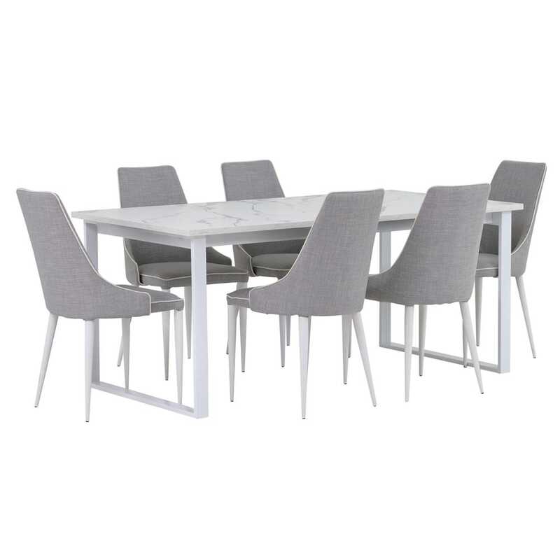 

Danube Home Morena 1+6 Dining Set, White/Light Grey
