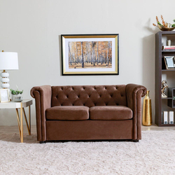Danube Home Chester 2 Seater Fabric Sofa, Brown