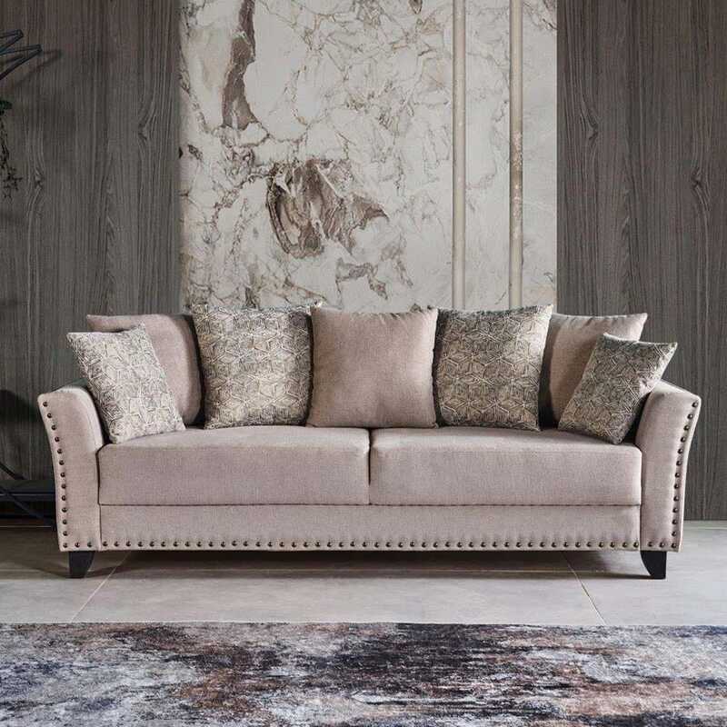 

Danube Home Ashley 3 Seater Fabric Sofa, Light Brown
