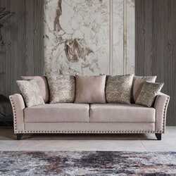 Danube Home Ashley 3 Seater Fabric Sofa, Light Brown