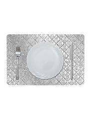 Danube Home Glamour Glitter Metallic Mirror Look Printed Placemat, Silver