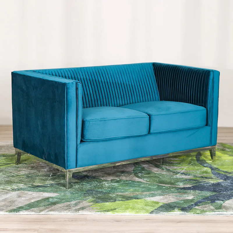Danube Home Belva Fabric Sofa, Double Seater, Deep Teal