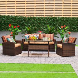 Danube Home Marietta 5 Seater Sofa Set, 4 Pieces, Brown