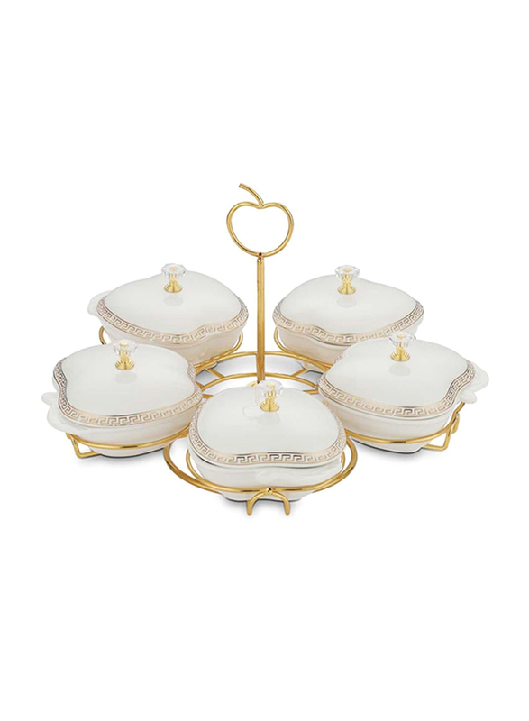 

Danube Home Blumen Bowl Set with Stand, White