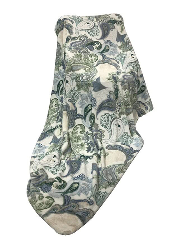 Danube Home Printed Flannel Plush Blanket, H150 x W200 x D150cm, Grey Watercolor Flower
