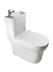Danube Home Milano WC with Hand Wash Basin Uf Seat Cover S-Trap, 250mm, White