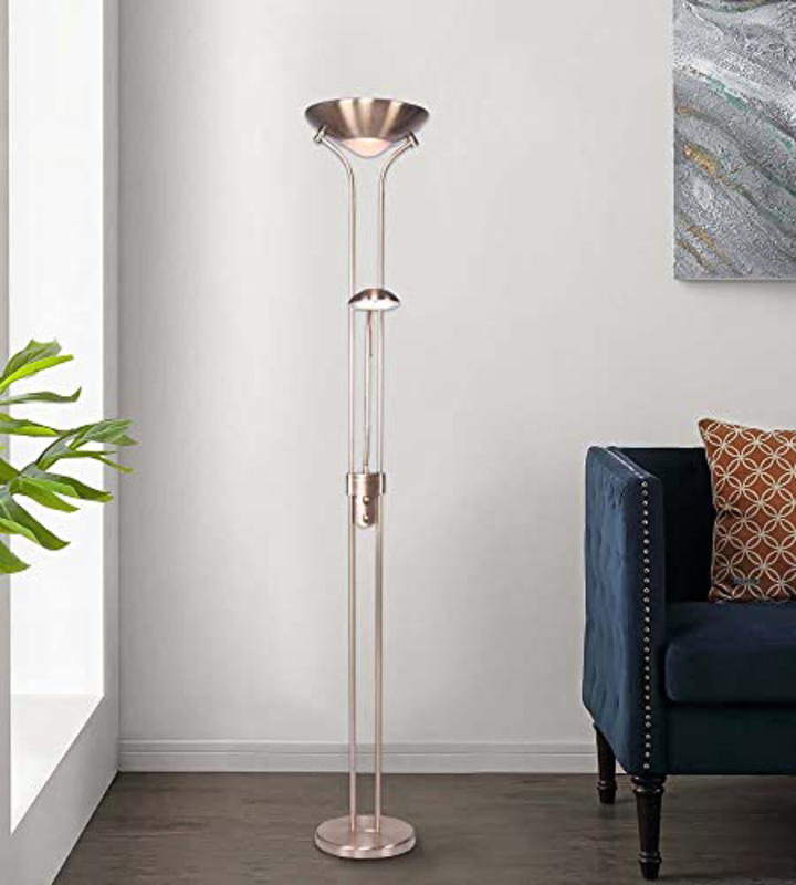 

Danube Home Nicholas Metal Mother Son Torchiere Floor Lamp, Antique Brass