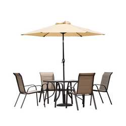 Danube Home Eve Square Dining Set, Beige/Black