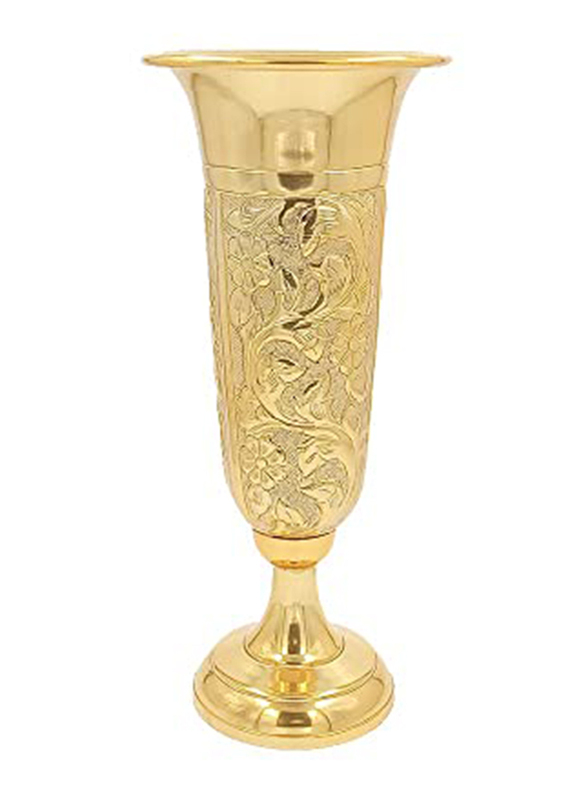 

Danube Home Decimus Floral Texture Vase With Base, Gold