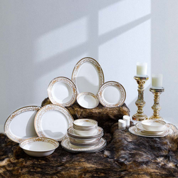 Danube Home 29-Piece Eterno Dinner Set, TRJ19115, White/Gold