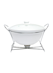 Danube Home Grace Round Casserole Food Warmer, White/Silver