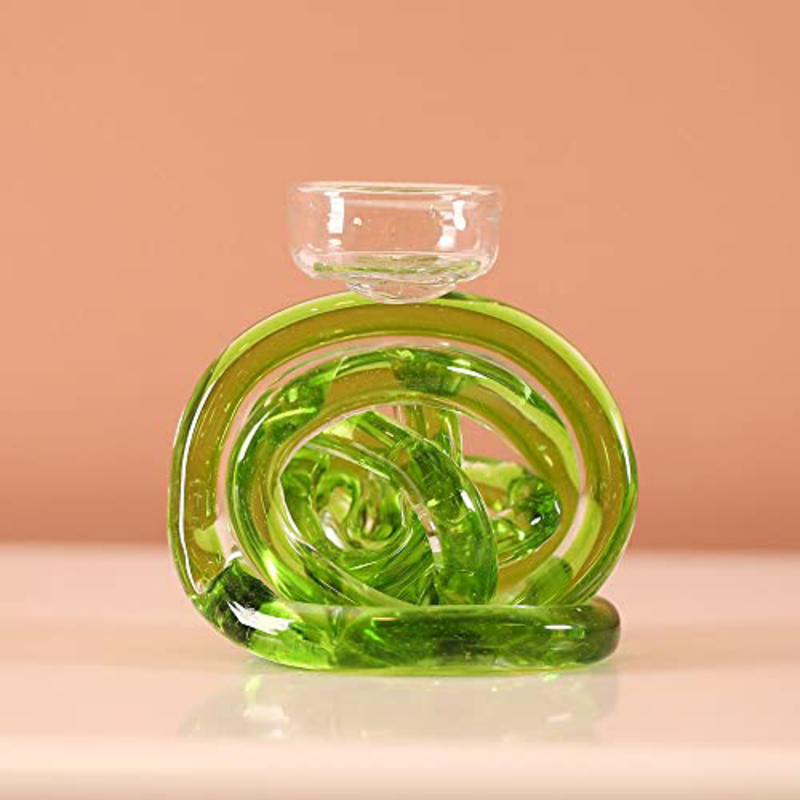 

Danube Home Kiyan Bud Handblown Glass Candle Holder, Green