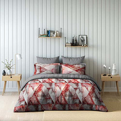 Danube Home 4-Piece Dazzeling Dusk Digital Printed Comforter Set, King, Red 493