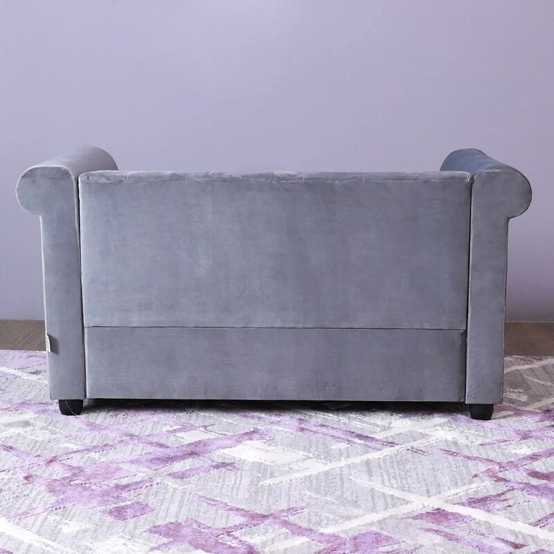 Danube Home Chester Plain Fabric Sofa, Two Seater, Grey