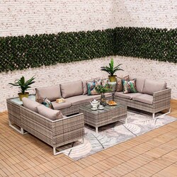 Danube Home Ashly 7 Seater Sofa Set, 7 Pieces, Beige