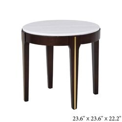 Danube Home Cody End Table, White Marble/Dark Oak