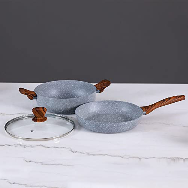 Danube Home 7-Piece Fissman Granite Cookware Set, Royal Light Grey