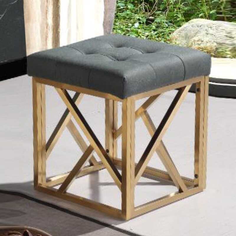 Danube Home Alira Ottoman, Green/Gold
