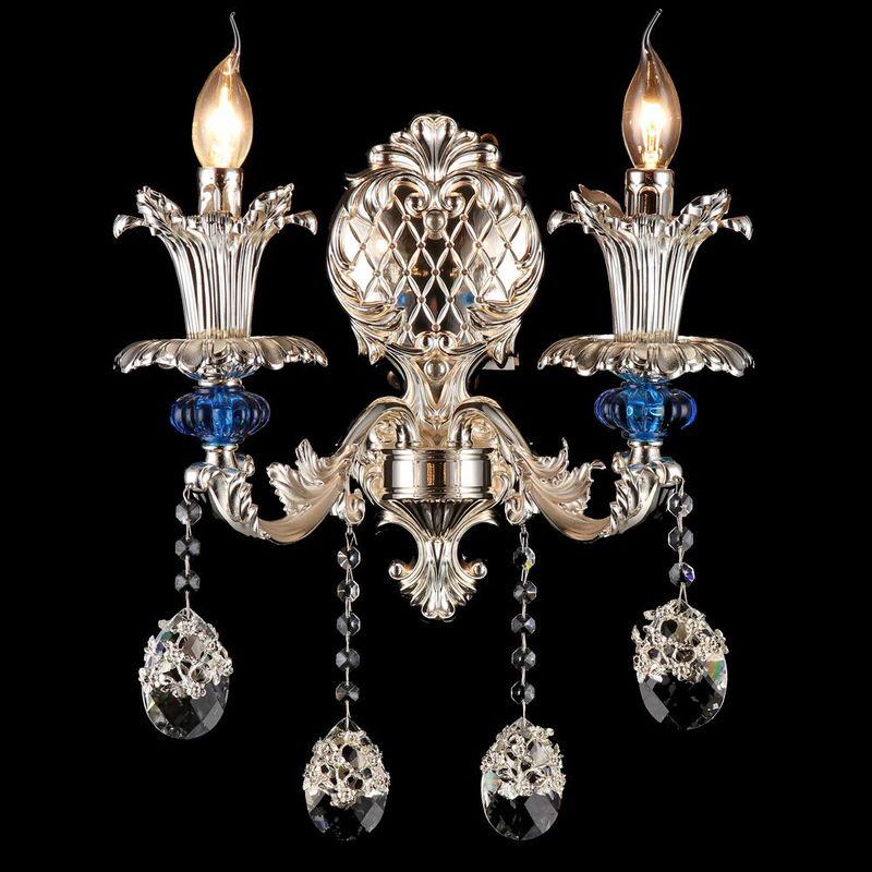 

Danube Home Abra Candle Wall Bracket Chandelier, Silver/Blue