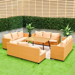 Danube Home Inaya 10 Seater Sofa Set, 5 Pieces, Brown