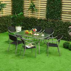 Danube Home Cantona Steel Dining Set, Grey/Black