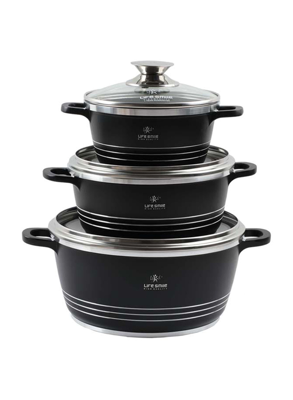 

Danube Home 6-Piece Life Smile Cookware Set, Lup-6-3BB, Black