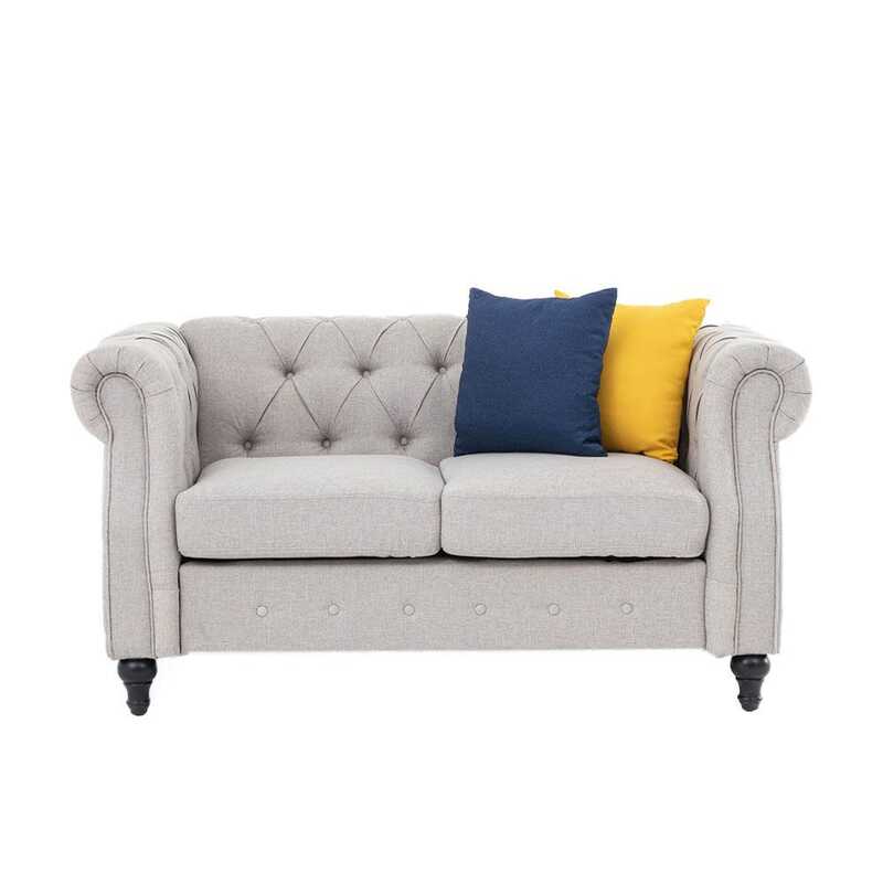 Danube Home David Fabric Sofa, Double Seater, Light Grey