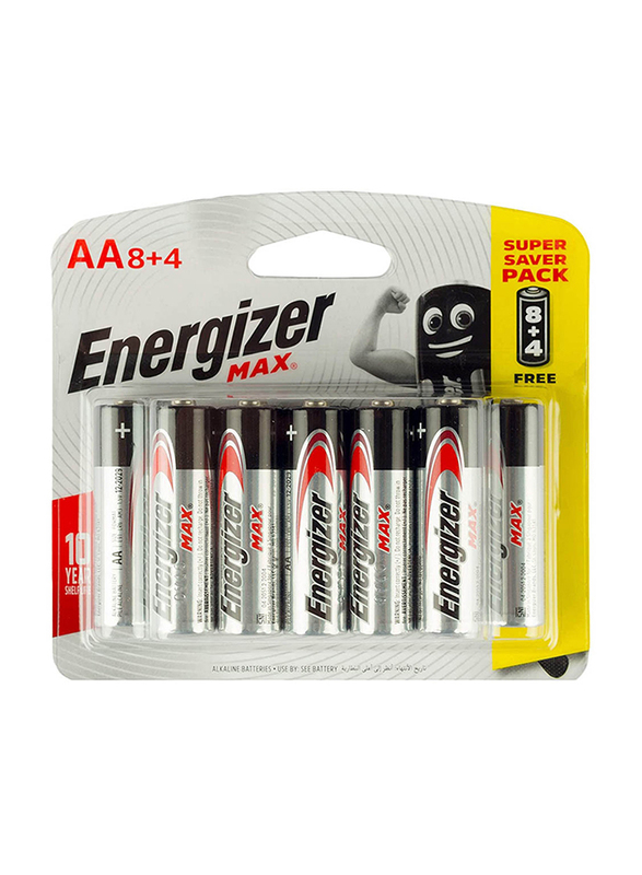 

Energizer Max 1.5V Alkaline AA Batteries, 12 Pieces, E91BP12, Black