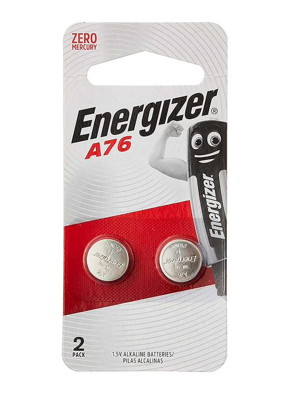 

Energizer 1.5V Alkaline Batteries, 2 Pieces, A76 BP2 LR44, Silver