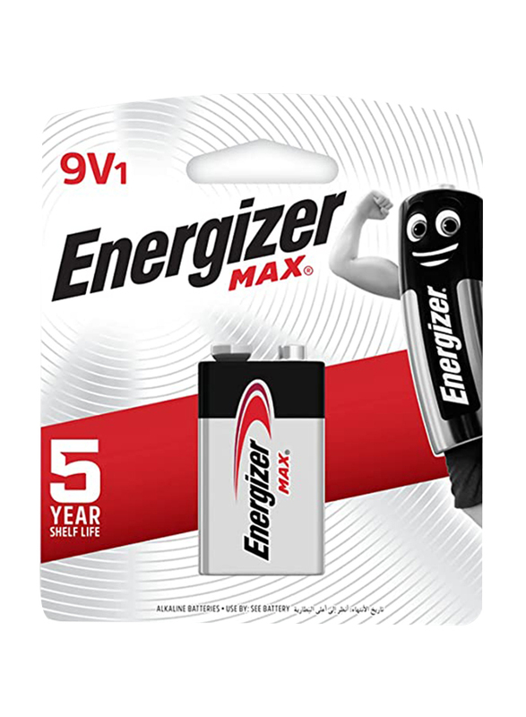 

Energizer Square Max 9V Alkaline Batteries, 522 BP1, Black/Silver