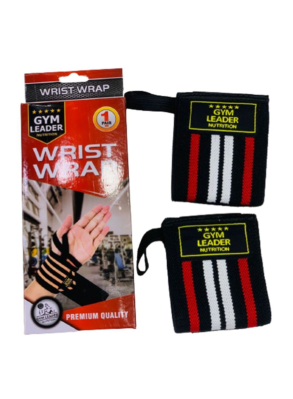 

Gym Leader Powerlifting Wrist Strap Set, 2 Pieces, Black/Red/White