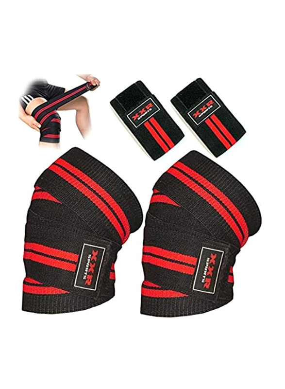 

GNG Fitness 40-inch Weight lifting Knee Wraps, Red/Black