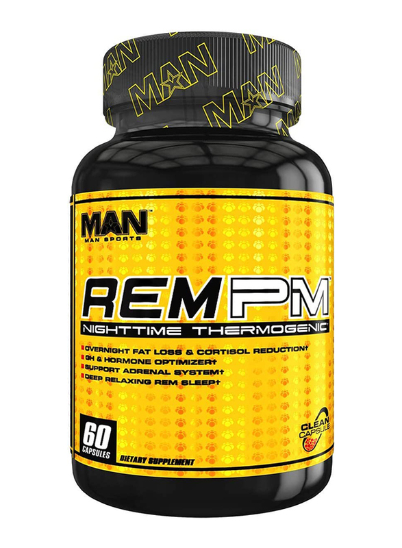 

Man Sports Rem Pm Leep Aid Night Time Thermo genic Fat Burner Dietary Supplement, 60 Capsules