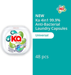 KA 4 in 1 PODS, 99.9% Anti-Bacterial Laundry Detergent, 48 Capsules, German Formulated Laundry Pods, Washing Liquid Capsules, Original Scent, Pack of 2 X 48 Pods (96 Capsules)