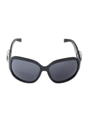 Xoomvision Full-Rim Oversized Black Sunglasses for Women, Black Lens, 047019