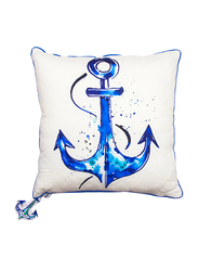 BiggDesign Anemoss Anchor Patterned Square Decorative Pillow, White