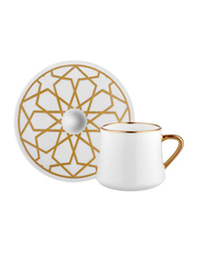Koleksiyon 12-Piece Tiryaki Tea Cup and Saucer Set, White/Gold