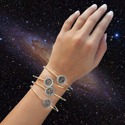 BiggDesign Gemini Sign Sterling Silver Bangle Bracelet for Women with Cubic Zirconia, Gold
