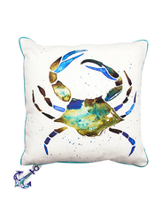 BiggDesign Crab Patterned Square Decorative Pillow, White