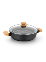 Korkmaz 28cm Montana Non-Stick Round Short Pot with Lid, A1245, Black