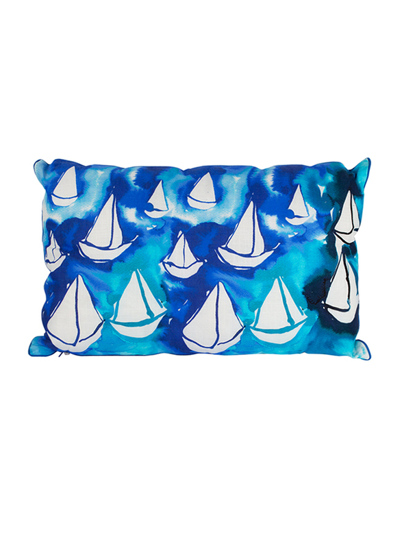 BiggDesign Anemoss Sail Patterned Rectangular Decorative Pillow, Blue/White