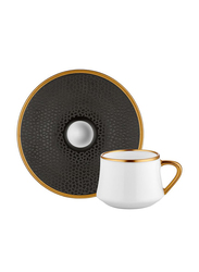 Koleksiyon 12-Piece Turkish Tea Cup & Saucer Set, White/Black