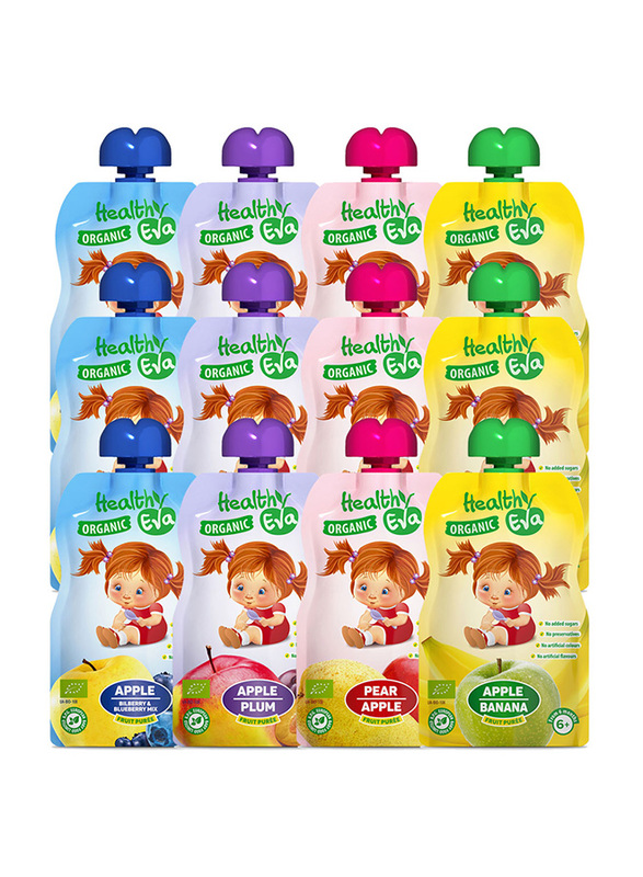 

Healthy Eva Organic Fruits Puree Juice, Assorted Flavors, 12 x 90g