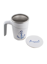 Biggdesign 470ml Anemoss Anchor Patterned Suction Mug, White/Blue