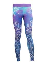 BiggDesign BiggYoga Karma Tights Leggings for Women, Medium, Blue/Purple