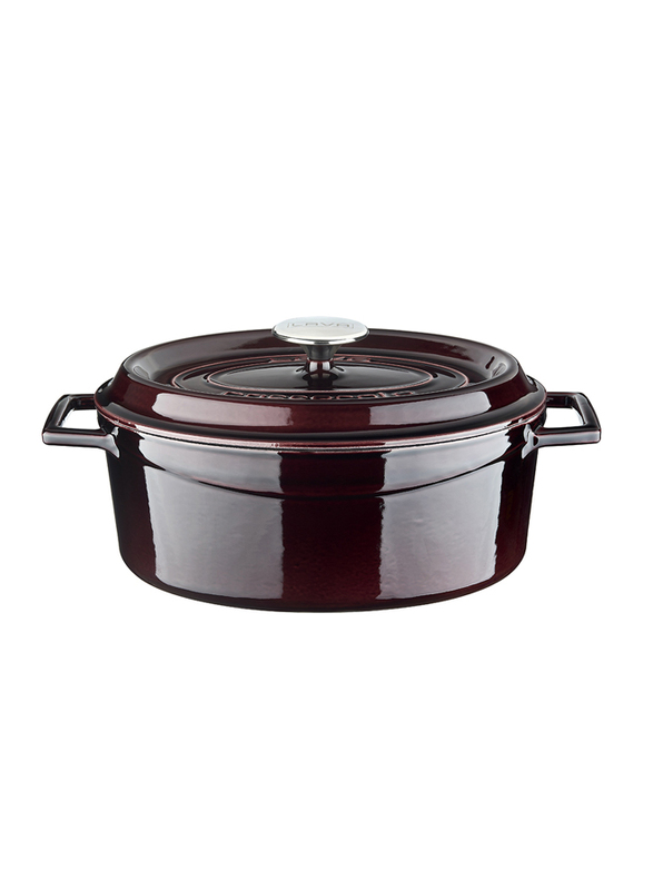 

Lava 21cm Premium Cast Iron Oval Dutch Oven, with Dual Handle, 21x27cm, Brown