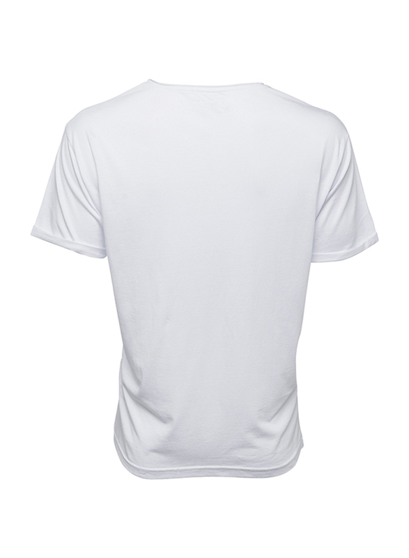 BiggDesign Anemoss Aquarium Short Sleeve Crew T-Shirt for Men, White/Blue/Orange
