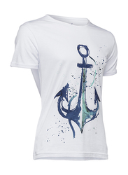 BiggDesign Anemoss Anchor Short Sleeve T-Shirt for Men, Extra Large, White/Blue/Green
