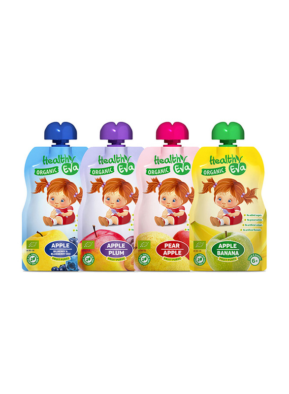

Healthy Eva Organic Fruits Puree Juice, Assorted Flavors, 4 x 90g