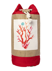 BiggDesign Anemoss Coral Jute Shoulder Bag for Women, Red/Beige/White